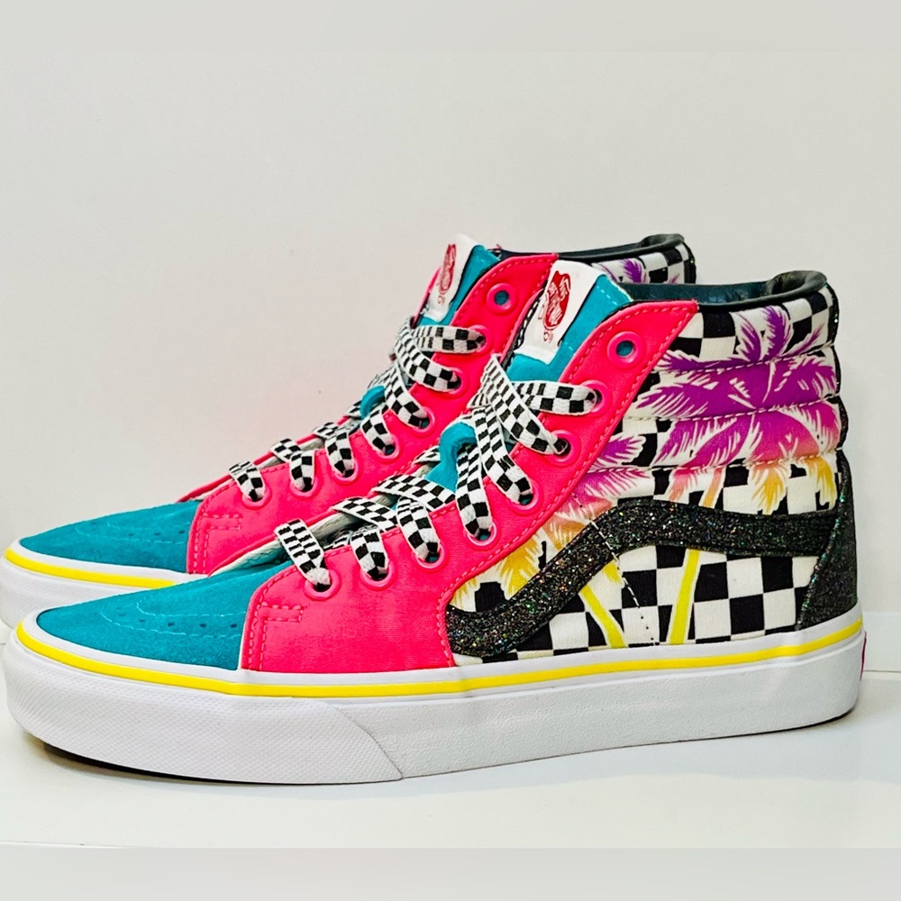 Vans Palm Tree Checkerboard Customs Sk8-Hi